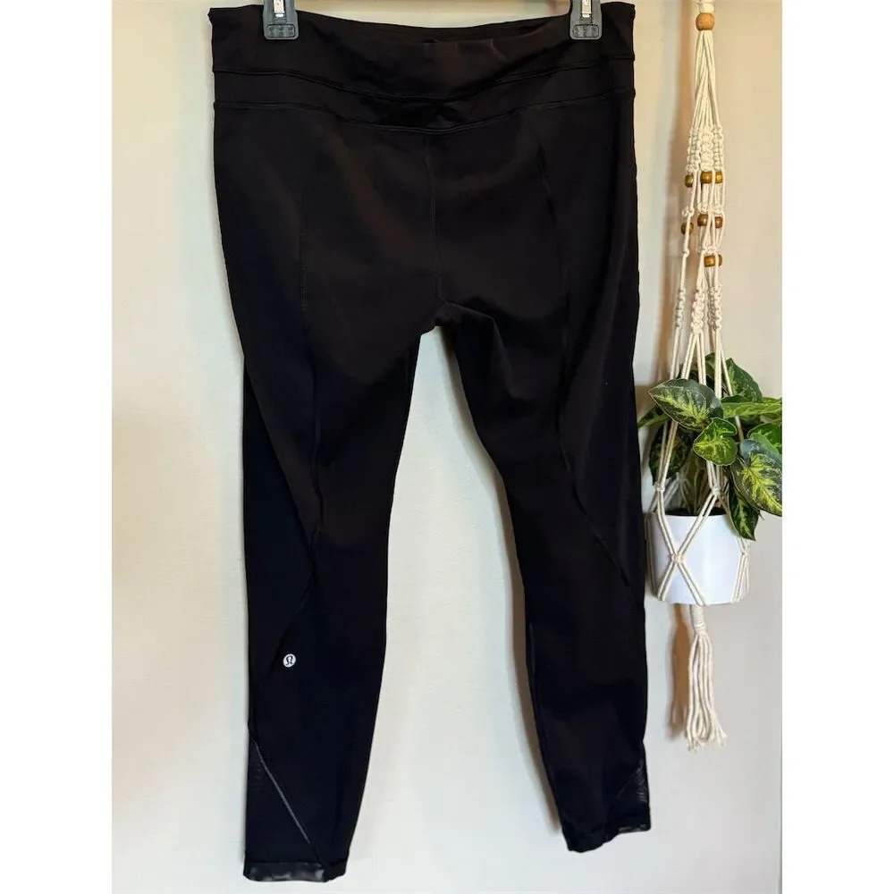 Lululemon Women's Black Ruched Sides Capri Leggings Size 10 Activewear - Picture 3 of 4